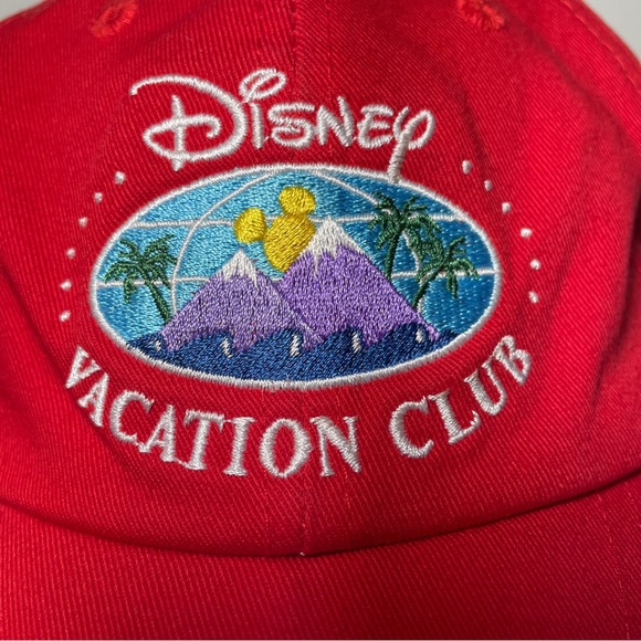 Disney Vacation Club Member Hat Embroidered Retired Logo Red Hat Adjustable Cap - Picture 2 of 8